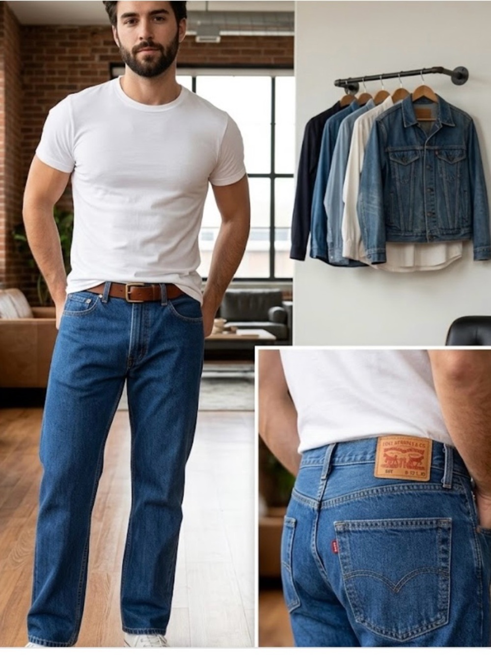 Men's Straight Fit Dark Blue Jeans